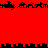 Red background with black pixelated shapes including stylized figures and cityscapes in horizontal bands.