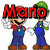 Pixelated Mario and Luigi characters with changing text overlays across four