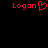 Red pixelated text 'Logan' with a heart symbol replacing the letter 'o', displayed on black background.