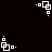 White pixelated square shapes rotate clockwise on a black background with faint repeated text.