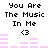 Pixelated text "You Are The Music In Me" with heart symbol and pink audio bars on white background, animated