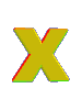 four and four shows a 3D 'X' symbol in various colors and orientations against a gray background