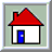 Animated contact sheet showing a house with red roof and blue door, featuring sequential frame changes of stick figures interacting at the doorway.
