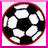 A circular soccer ball icon with black and white on a pink border, next to green background text reading "Go Oeaa"