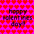 Pixelated pink background with red heart pattern and repeated black text "happy valentines day!!" in four quadrants.