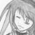 Anime-style character with long hair in grayscale, showing three sequential facial expressions in a