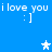 Blue background with repeated white text and emoticons, animated stars appear at different positions across frames.