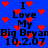 Blue background with red pixelated hearts scattered throughout, black text reading "I Love My Big Bryan 10.2.07" repeated in two