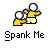 Animated contact sheet showing two identical pixel art stick figures in yellow shirts and white shorts, with text promoting 'badassbuddy.com' and the phrase 'Spank Me'.