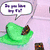 Animated sequence showing a green cartoon character with brown hair in speech bubbles asking about fours, then saying sorry and go peep.