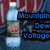 Pixelated image of a bottle with blue text reading 'Mountain Dew Voltage' on a dark background with red and blue tones.