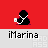 Pixelated black figure with white accents holding a white object, displayed on red, blue, gray, green, and purple backgrounds with 'iMarina' text below.