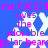 Blue background with repeated white snowflake shapes and pink text reading 'mel000234 loves the adorable polar bear' in pixelated font.