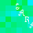 Pixelated green and cyan background with scattered white 'SAR' text fragments in a stylized font, some letters partially obscured by pixelation