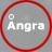 Static 48x48 pixel icon featuring a red circular border enclosing gray background with white text 'Angra' and small dot above the A, rendered in low-resolution pixel art style.