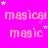 A bright pink background features repeated text 'magic' and 'magical' in lighter pink, with scattered white stars.