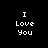 Four quadrants display "I Love You" text in white pixelated font against black, dark red, bright orange, and deep brown backgrounds.