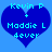 Two identical blue heart-shaped icons with light blue text reading "Kevin P + Maddie L fever" on a solid light blue background.