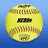 Pixelated softball icon with blue gradient background, yellow text labels including "#16 Softball U-12" and names like "Ashley J. Squirt Lil Bit AJ".