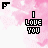 Pink watercolor background with black text 'I LIKE YOU' and animated pink heart trails forming from top-left corner.