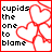 Two side-by-side pixelated display identical text and heart symbols with differing color schemes