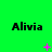 Green background with repeated "Alivia" text and pink plus signs transitioning to dots across three