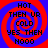 Four identical with red and blue spiral backgrounds display black pixelated text reading HOT, THEN UR, COLD, YES THEN, NOOO