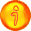 Two circular orange-yellow gradient icons with red outline symbols, one showing a solid fill and the other a hollow outline.