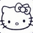 Pixelated Hello Kitty face with bow on white background, cyan text 'SHE'S COMING' and 'FOR YOU!' on pink and gray