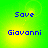 Green background with blue pixelated text reading "Save" above "Giovanni" in four identical