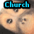 A four- shows a person's face with text overlays: 'Church' top-left, 'of' top-right, and 'Rachel' bottom-left