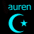 A static image displays six variations of a crescent moon and star symbol with text above each, all in cyan on black background.