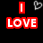 Red and white text on black background with four gray heart outlines, displaying "I LOVE Pretty Girl Is NICKI" in pixelated font.