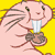 A 3x3 contact sheet of a pink cartoon hamster-like character with striped cheeks and large teeth holding a brown object, set against a bright yellow background with "KIM POSSIBLE" text in green pixelated font and "©Disney" at the bottom right.