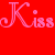 Red background with pink text 'Kiss The Girl' and a pixelated image of a character holding a red rose.