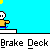 Pixelated character in yellow shirt and blue pants performs actions on gray platforms against cyan background with text labels.
