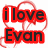 Red text on white background with red heart outlines, displaying "i love Evan" and "it hurts" in lower-left, "so much" in upper-right.