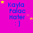 Blue text 'Kayla Palac Hater :)' on bright pink background with yellow and purple stars, animated star positions across frames.