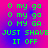 Pixelated green text on a pink-to-blue gradient background with repeated phrases and capitalization variations.