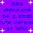 Purple background with blue text repeating 'Gaia online.com be a small cute version of YOU!' and white star shapes scattered throughout.