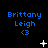 Blue text 'Brittany Leigh' with '<3' below on black background, animated white symbols changing across frames.