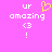 Pixelated text and symbols on a bright pink background with one yellow heart symbol.