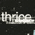 Animated contact sheet of six frames showing repeated text "thrice" with glitch effects on a dark background.