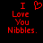 Red pixelated text and a heart symbol on a black background, with the left side showing a heart icon and the right side showing a solid 'I' character.