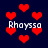 Pixelated red hearts float against a dark blue background with repeated white text "Rhoyssa" in four locations.