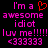 Pixelated text and symbols on black background with pink and red elements.