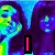 A four- shows a person with long dark hair in a blue-toned thermal-like color scheme, with text appearing sequentially