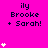 A bright pink background displays repeated text 'ily Brooke + Sarah!' with animated white heart symbols appearing and disappearing in vertical sequences.