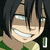 Pixelated anime-style character with black hair and green shirt, smiling widely across four with text overlays