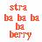 Pixelated image featuring Strawberry Shortcake character with pink hat and red hair, alongside text elements and a basket of strawberries.